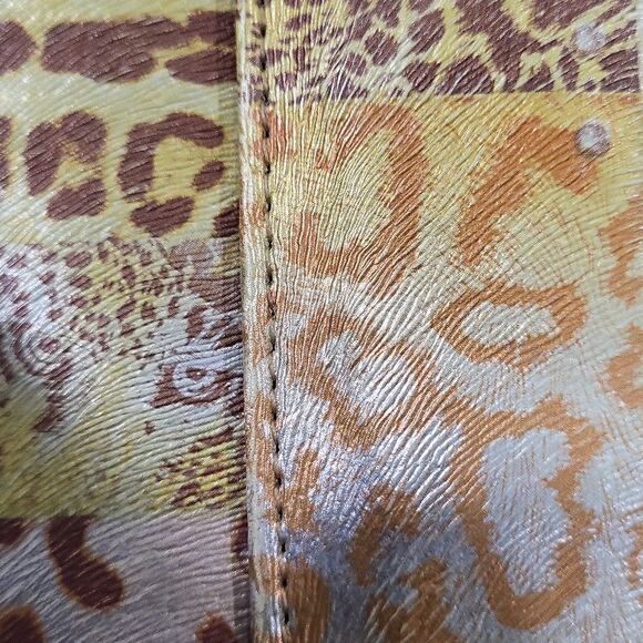 NWOT rare Vintage metal frame faux leather animal print patchwork clip wallet - Picture 6 of 7